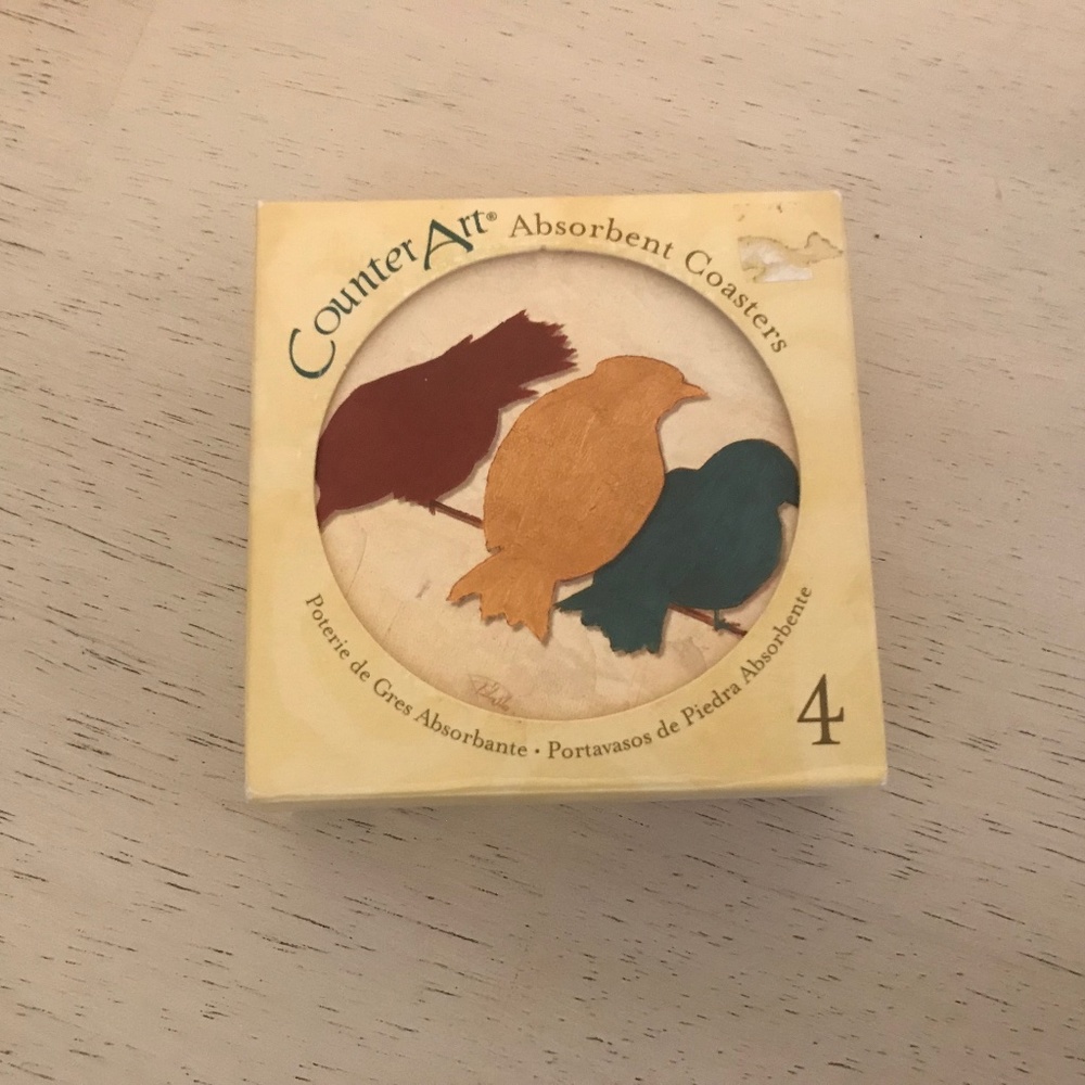 Stoneware Coasters - Birds - Set of 4